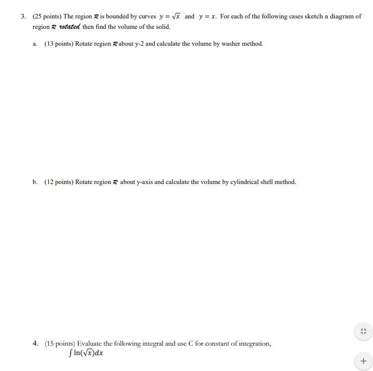 Solved 3. (25 Points) The Region 2 Is Bounded By Curves Y = | Chegg.com