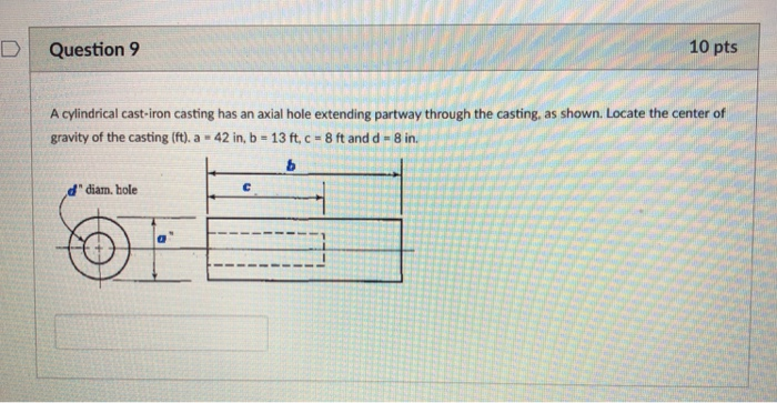 Solved D Question 9 10 pts A cylindrical cast-iron casting | Chegg.com