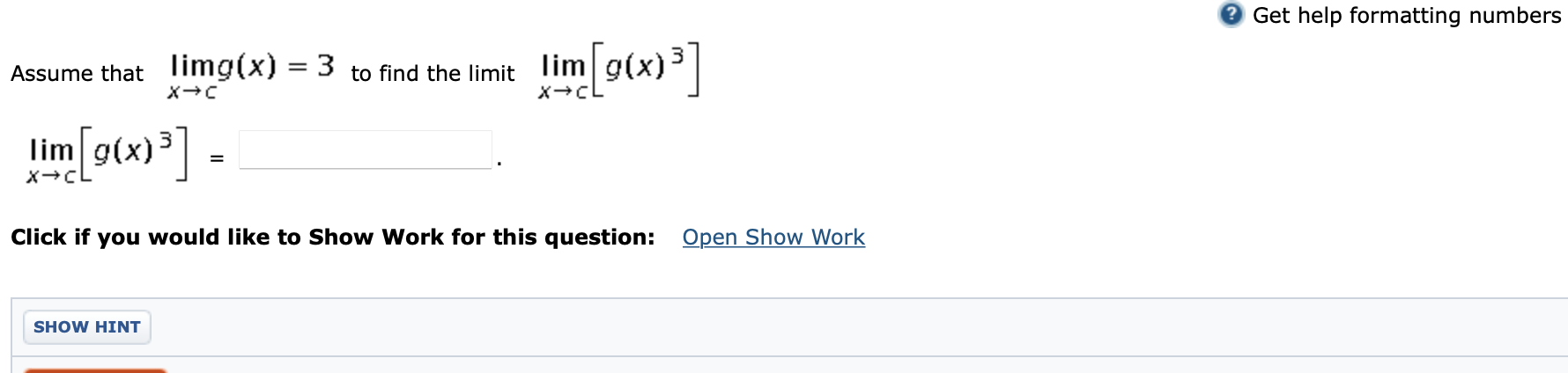 Solved Get help formatting numbers Assume that limg(x) = 3 | Chegg.com