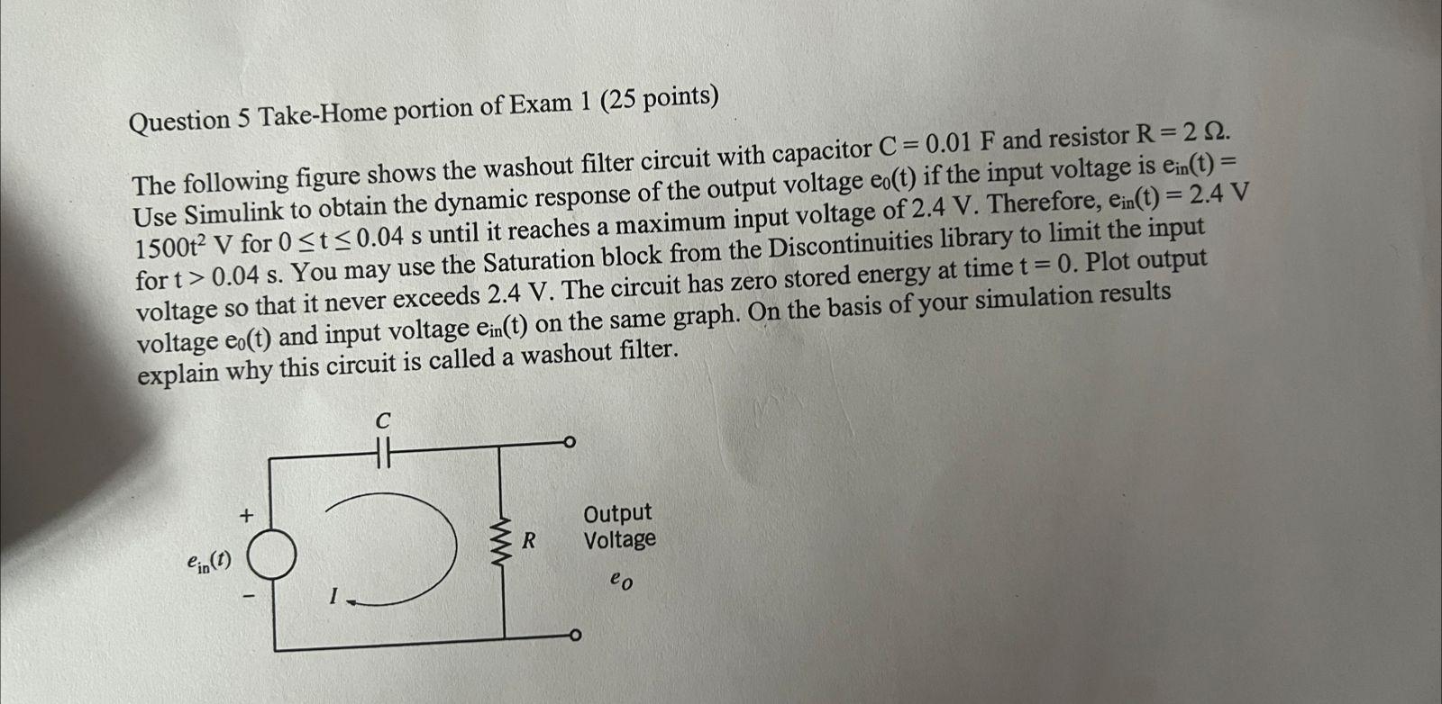 Solved Question 5 Take-Home portion of Exam 1 ( 25 points) | Chegg.com