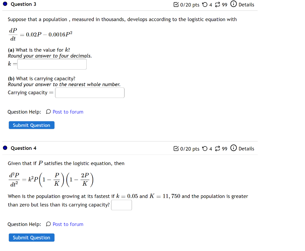 Solved Suppose That A Population, Measured In Thousands, | Chegg.com