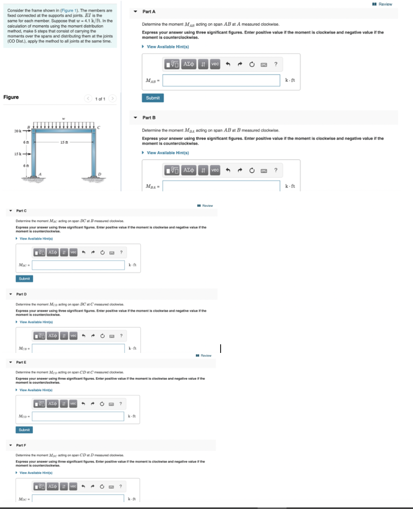 Solved 8 Review Part A Consider the frame shown in Figure | Chegg.com
