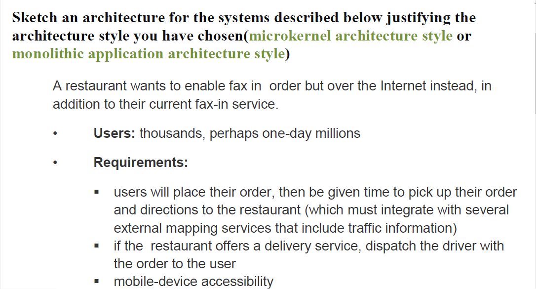 Solved Sketch an architecture for the systems described | Chegg.com