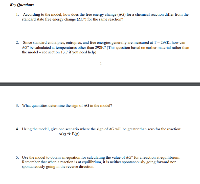 Solved Free Energy and Chemical Equilibrium Why? The free | Chegg.com