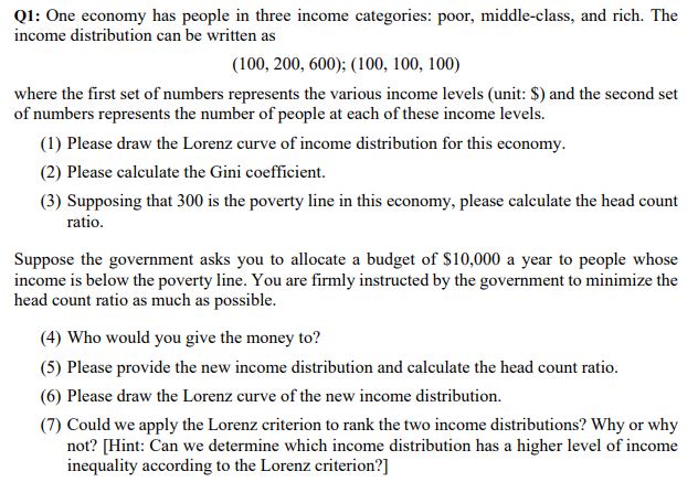 Solved Q1: One economy has people in three income | Chegg.com