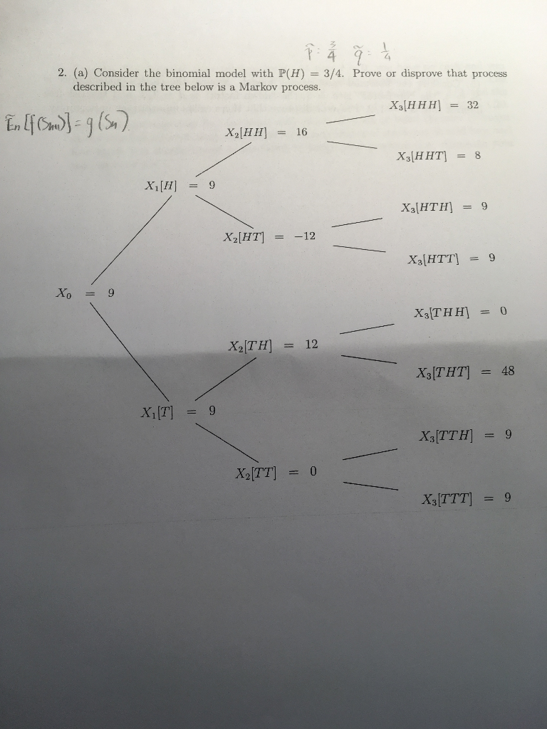 4 2, (a) Consider the binomial model with P(H) = 3/4. | Chegg.com