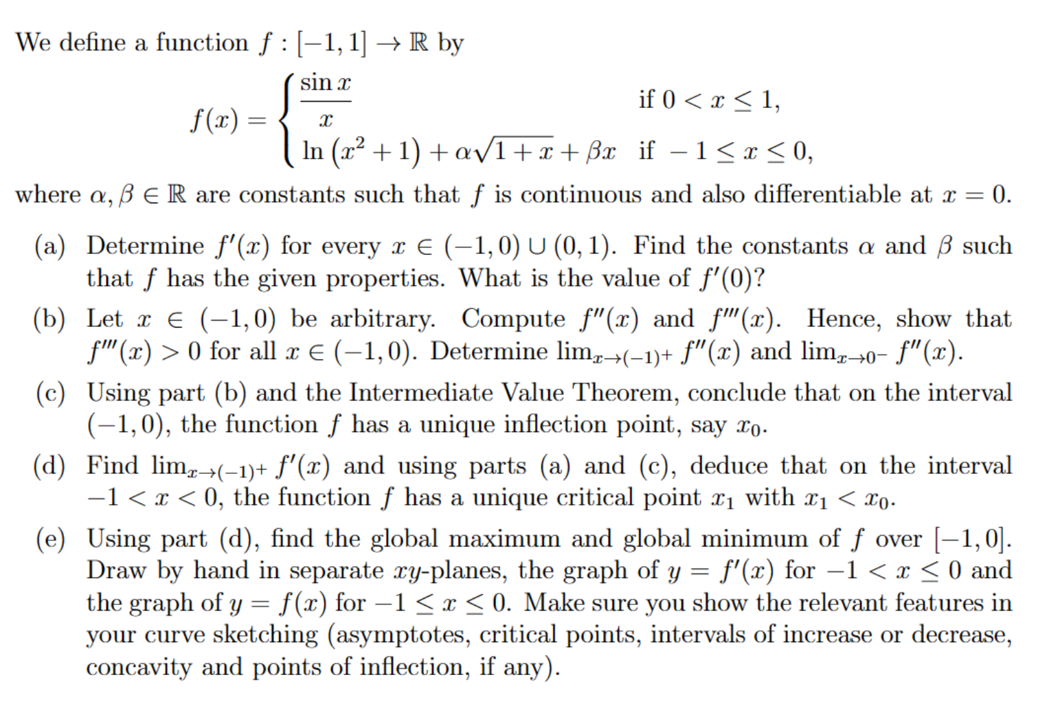 Solved We define a function f:[−1,1]→R by | Chegg.com