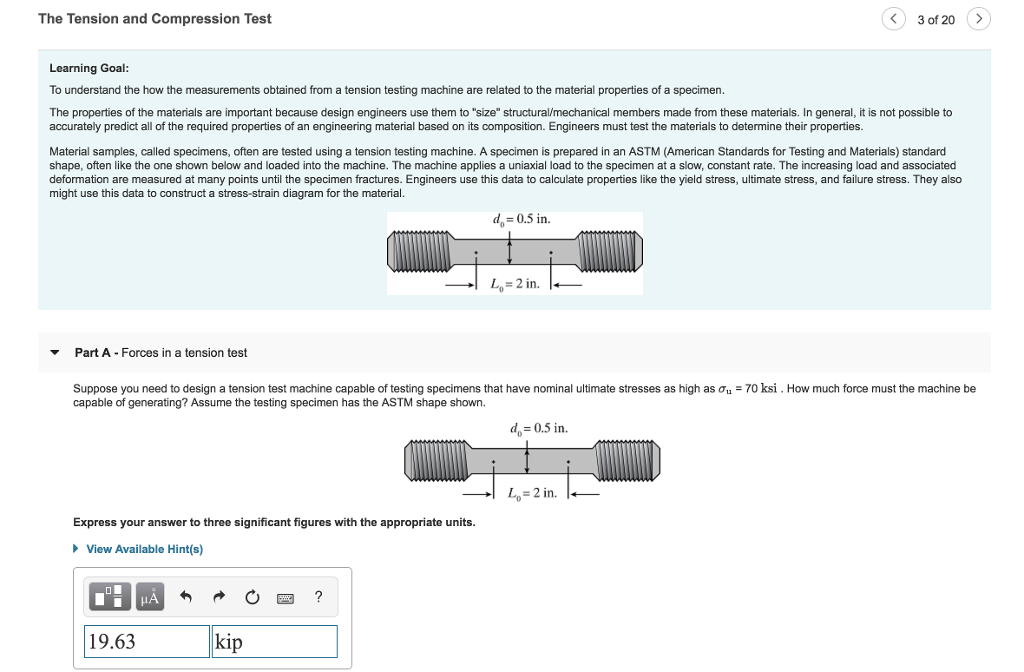 Solved The Tension And Compression Test Learning Goal To | Chegg.com