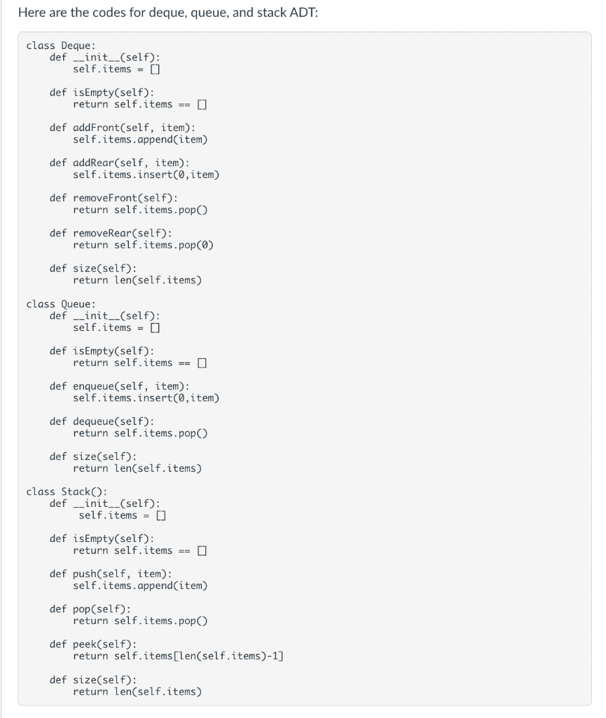 Solved ADT Application: Write a program. The following code | Chegg.com
