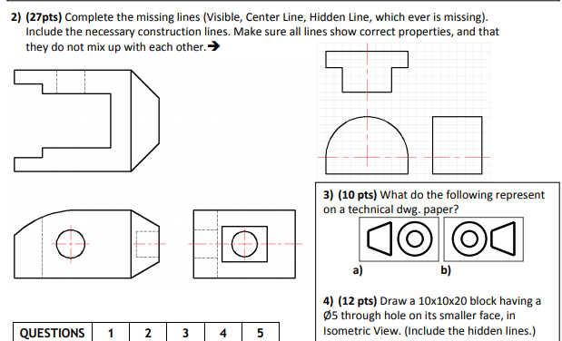 Solved 2) (27pts) Complete the missing lines (Visible, | Chegg.com