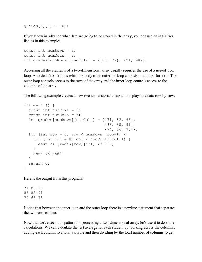 Solved Arrays In the last chapter we learned about one type | Chegg.com