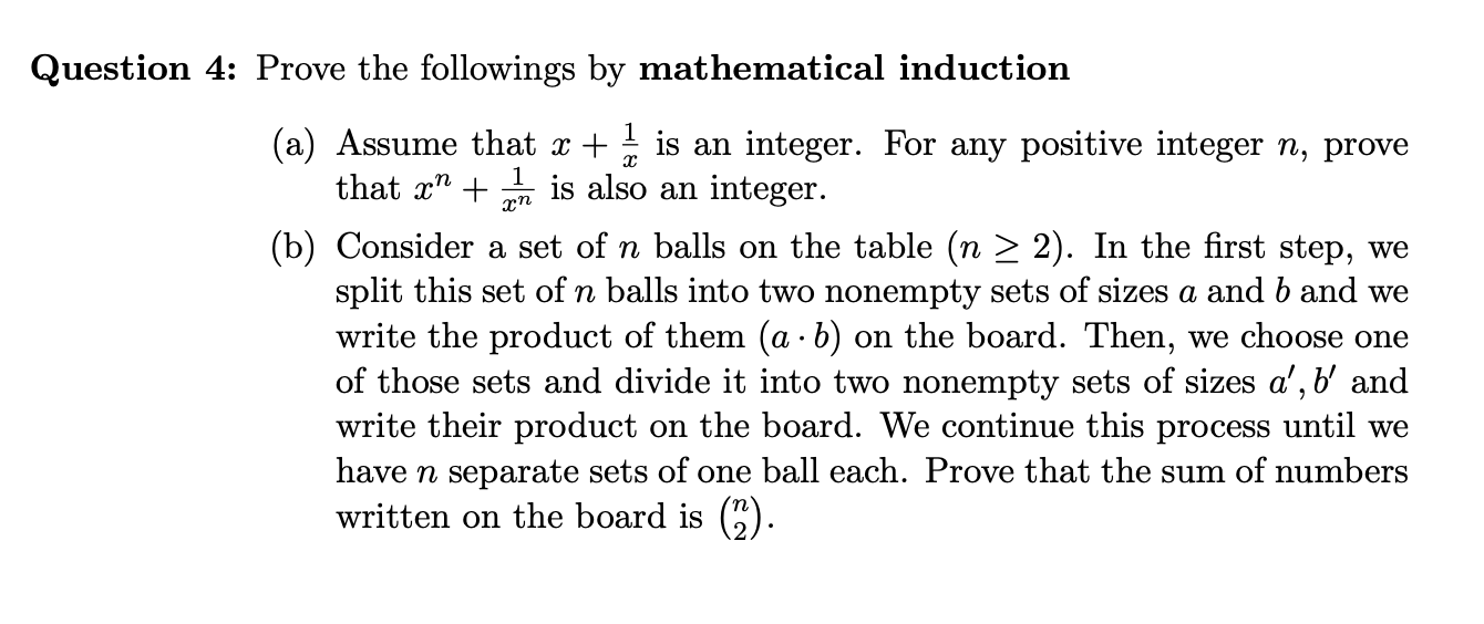 Solved Prove The Followings By Mathematical Induction (a) | Chegg.com