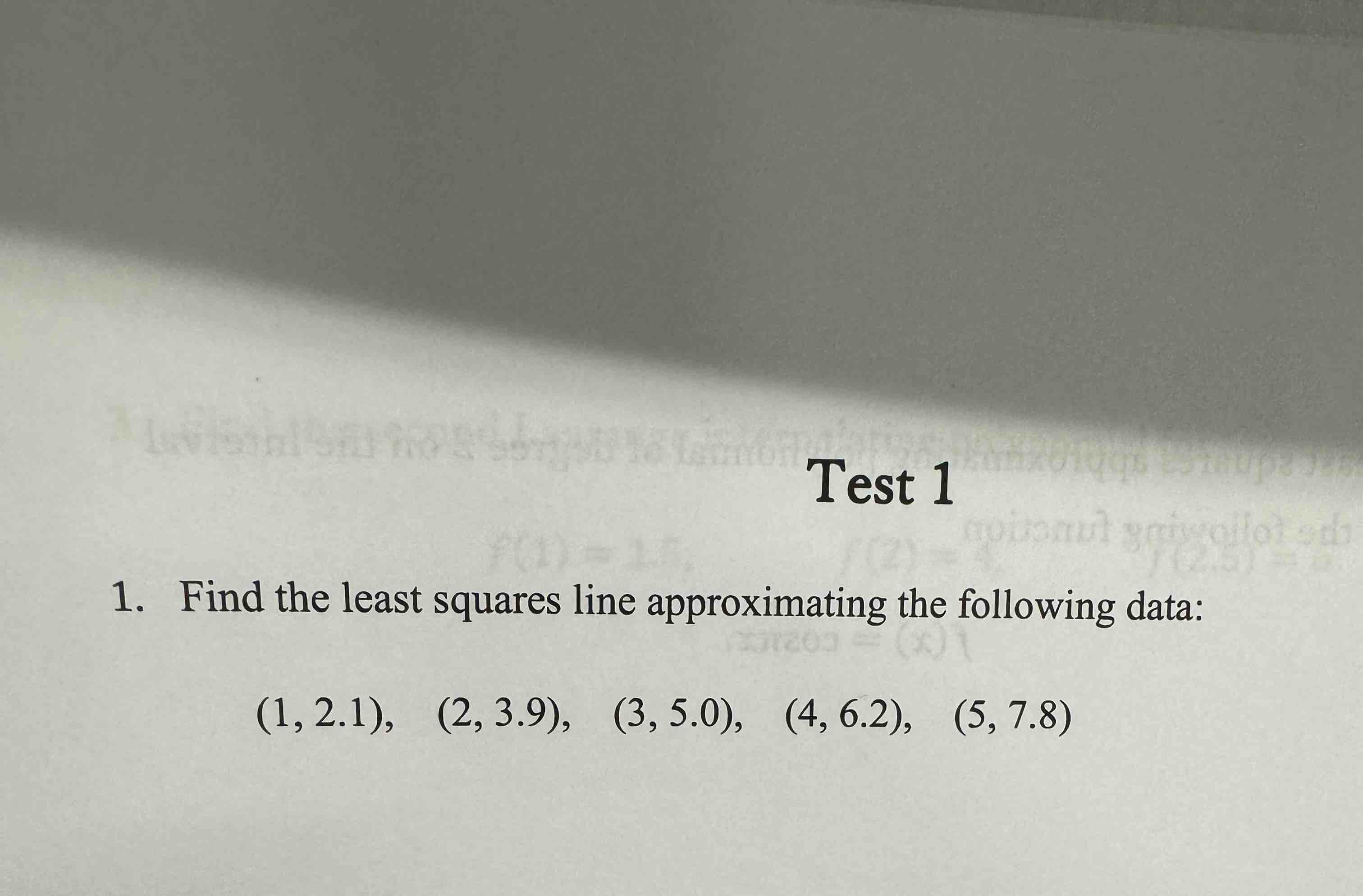 Square Line Test Solved Test 1Find the least squares line approximating the | Chegg.com