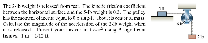 Solved 5 lb The 2-lb weight is released from rest. The | Chegg.com