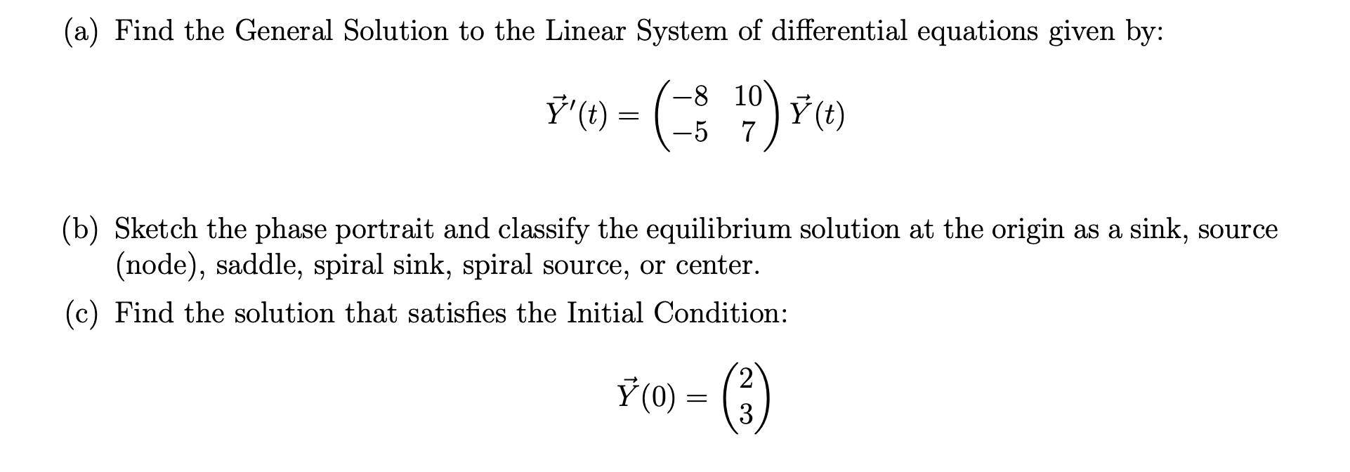 Solved Find The General Solution To The Linear System Of | Chegg.com