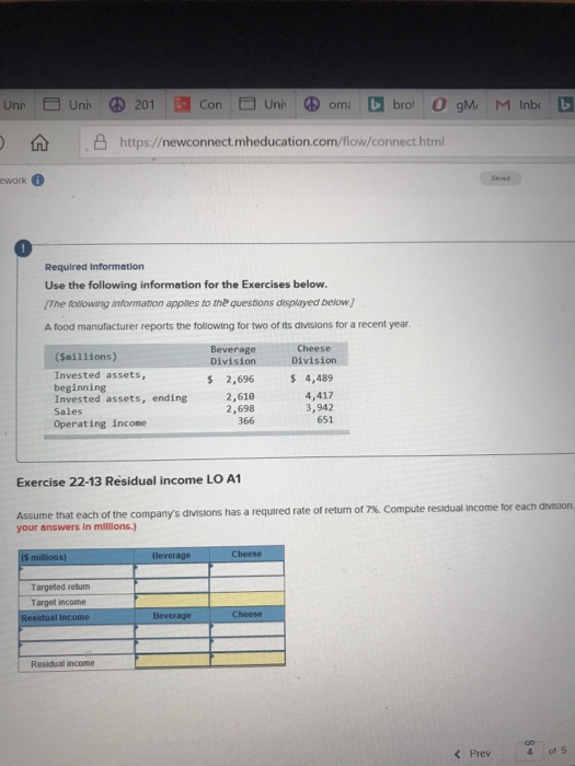 Solved rk Use the following information for the Exercises | Chegg.com