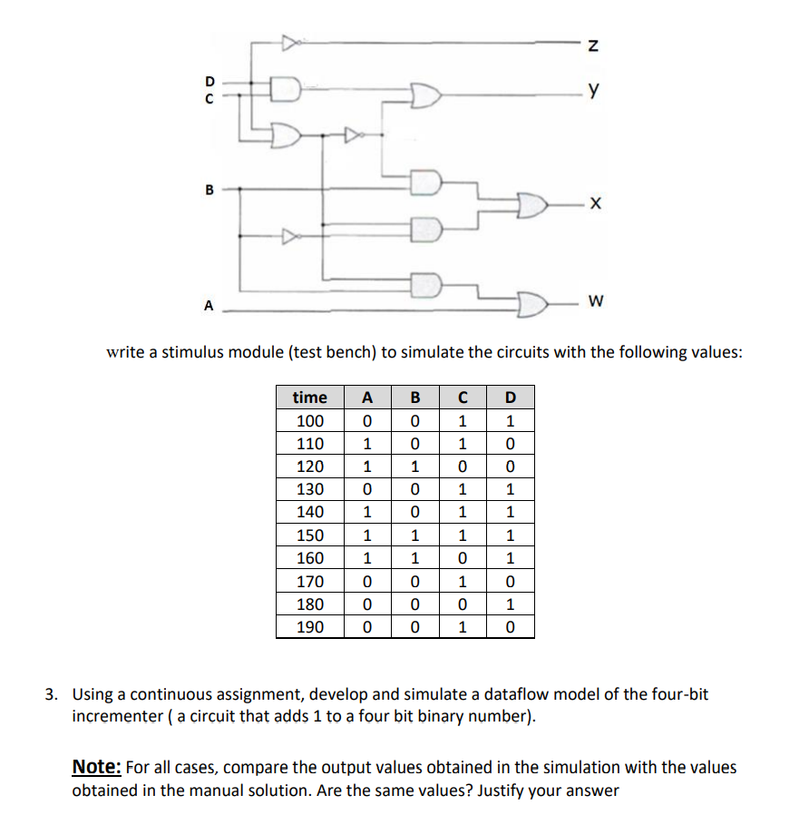 Solved Exercises: 1. Write a Verilog module and also write a | Chegg.com