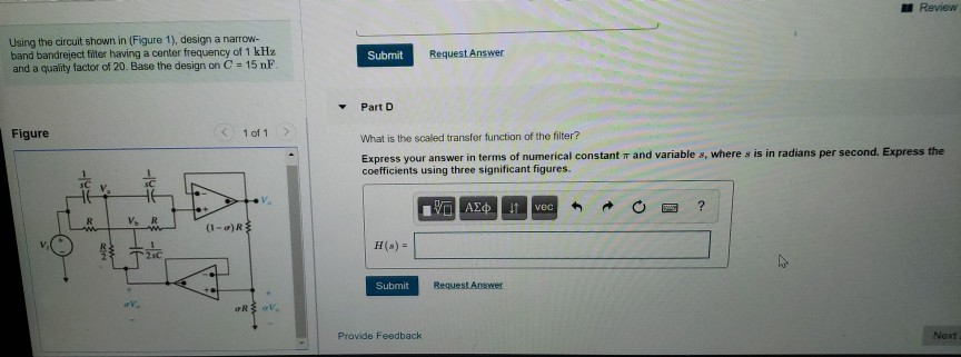Solved Using the circuit shown in (Figure 1), design a | Chegg.com