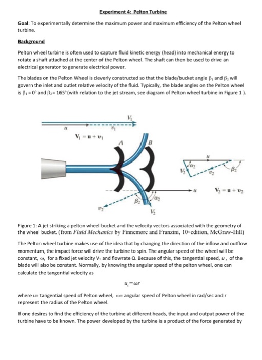 Experiment 4 Pelton Turbine Goal To experimentally