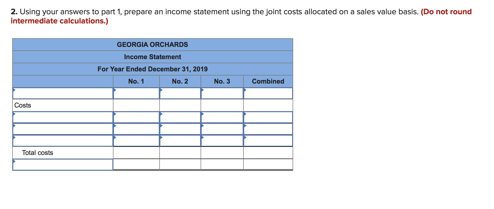 Solved Costs Orchards produced a good crop of