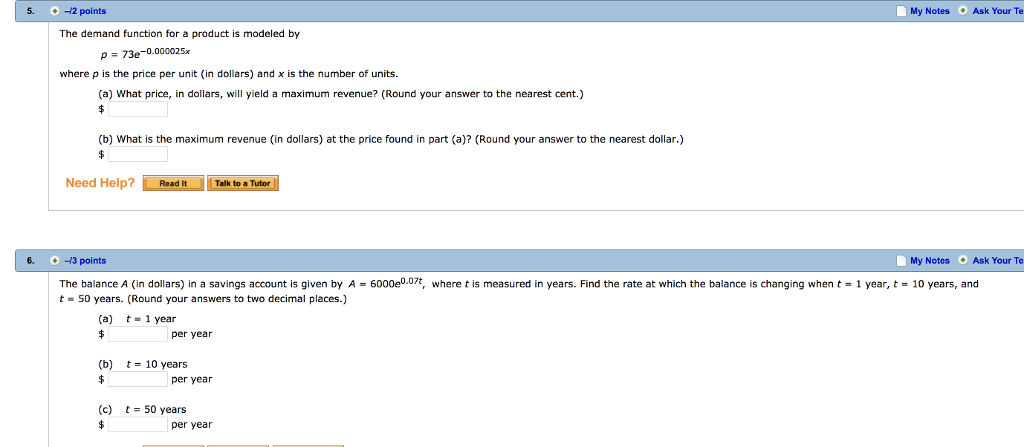 Solved Points My Notes Ask Your Te The Demand Chegg Com