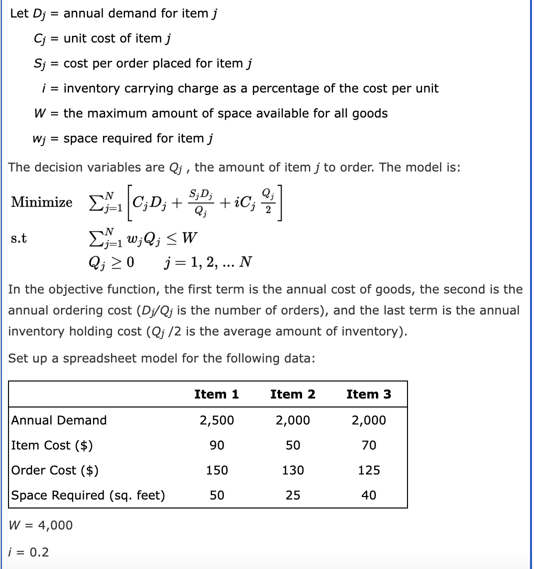 Solved The Economic Order Quantity (EOQ) Model Is A | Chegg.com