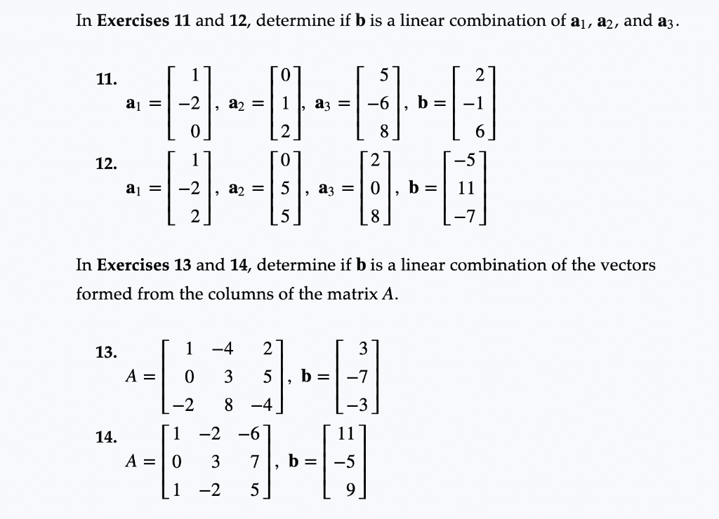 Solved In Exercises 11 And 12, Determine If B Is A Linear | Chegg.com