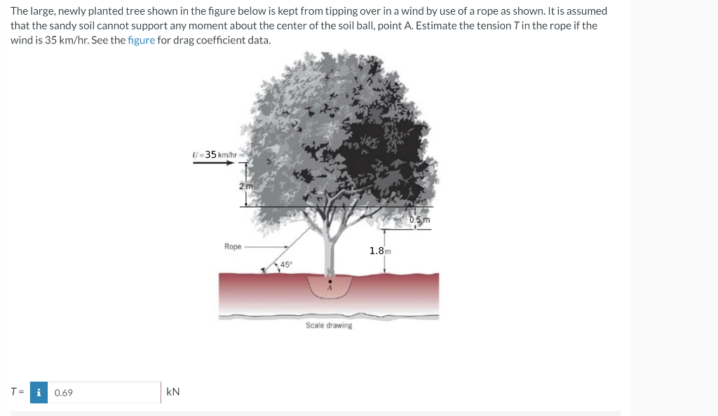 Solved The large, newly planted tree shown in the figure | Chegg.com