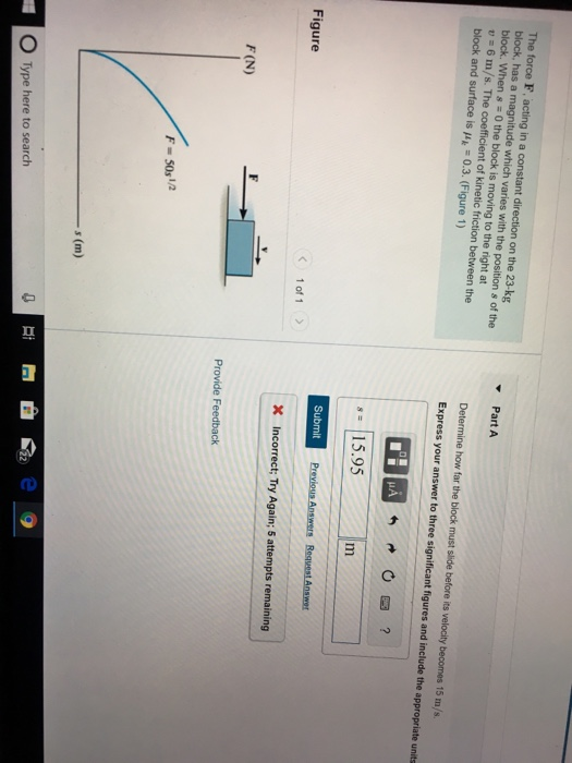 Solved The force F, acting in a constant direction on the