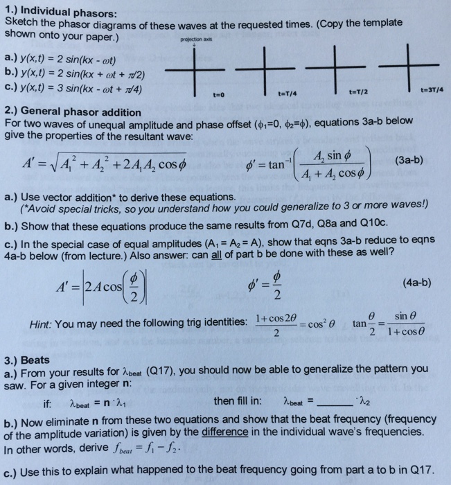 Solved 1.) Individual phasors: Sketch the phasor diagrams of | Chegg.com