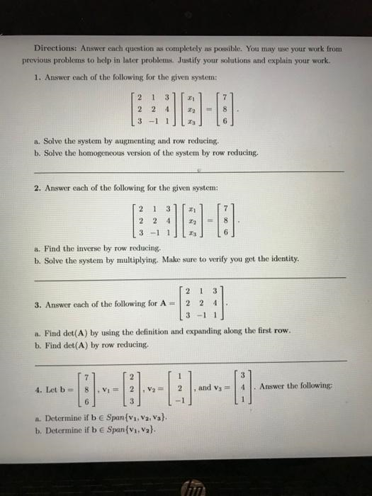 Solved Directions: Answer Each Question Is Completely S | Chegg.com