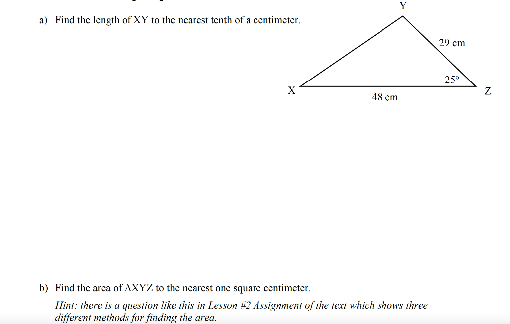 Solved a) Find the length of XY to the nearest tenth of a | Chegg.com