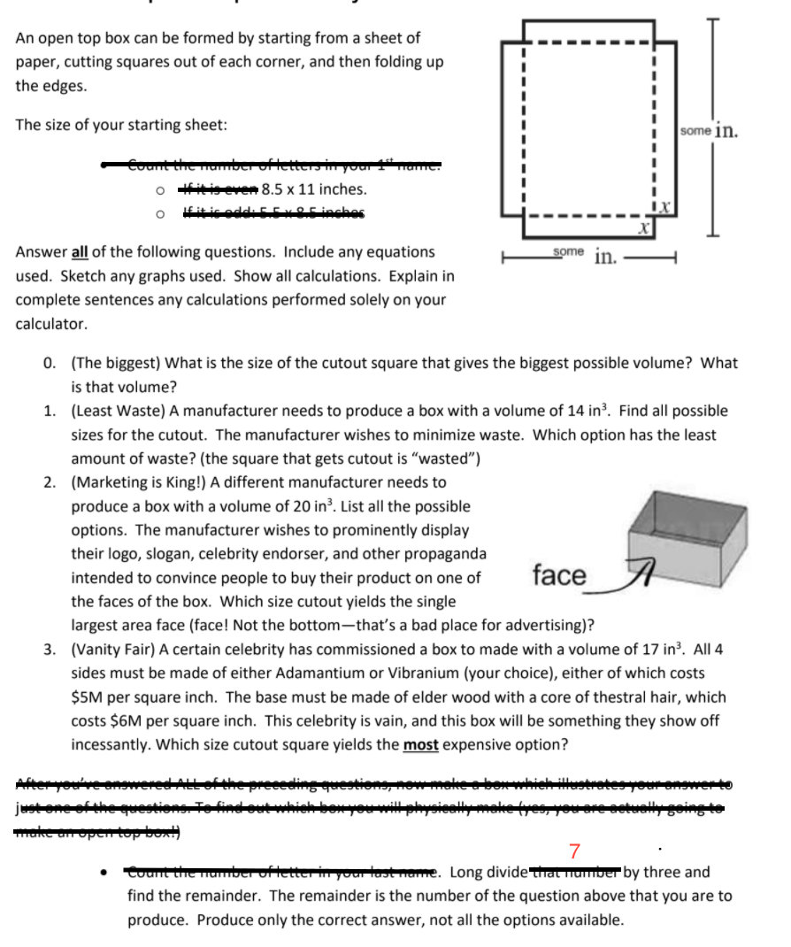 Solved An open top box can be formed by starting from a