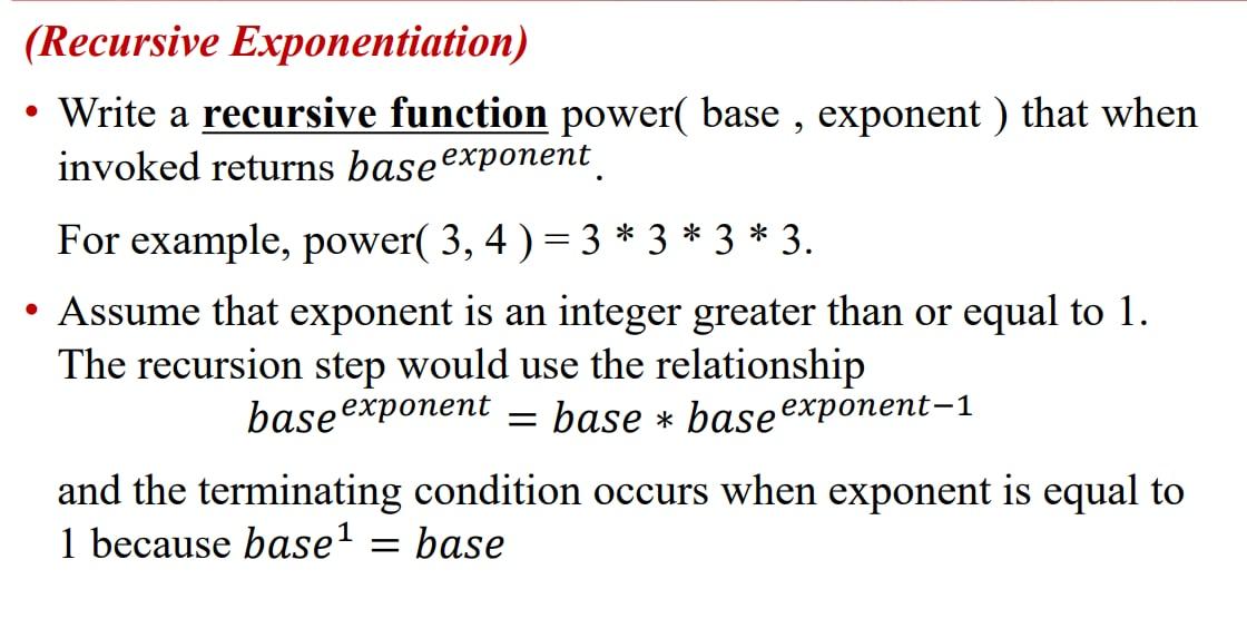 Solved a (Recursive Exponentiation) • Write a recursive | Chegg.com