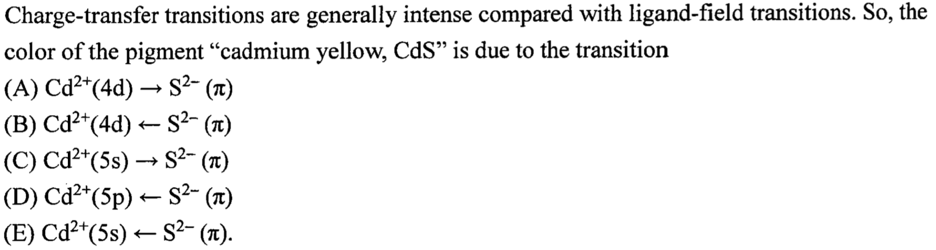 Solved Charge Transfer Transitions Are Generally Intense Chegg