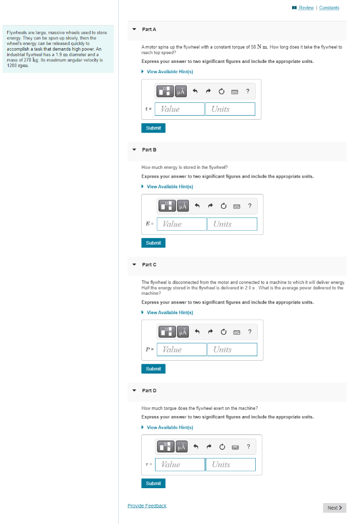 Solved Flywheels are large, massive wheels used to store