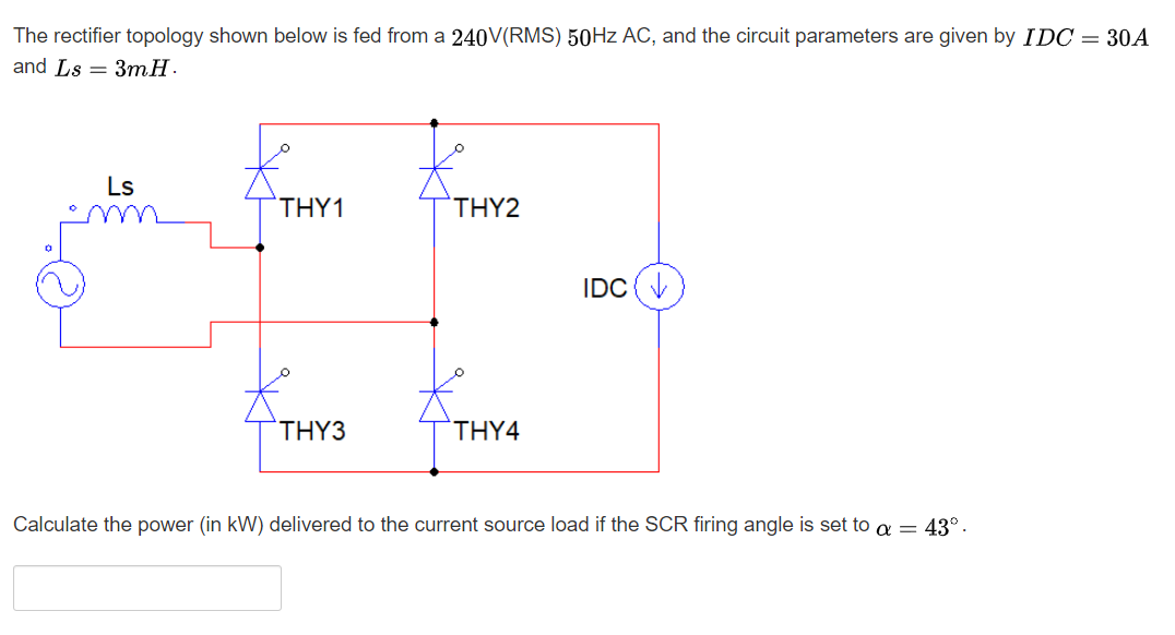 Solved A three phase SCR rectifier supplies a resistive load | Chegg.com