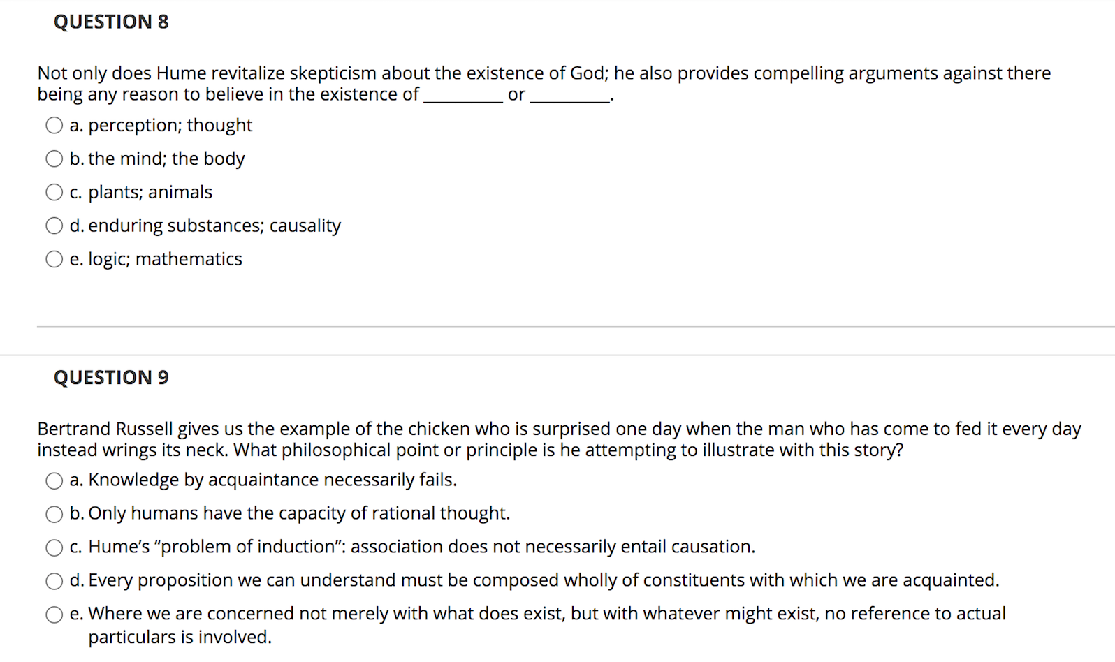 QUESTION 8 Not only does Hume revitalize skepticism | Chegg.com