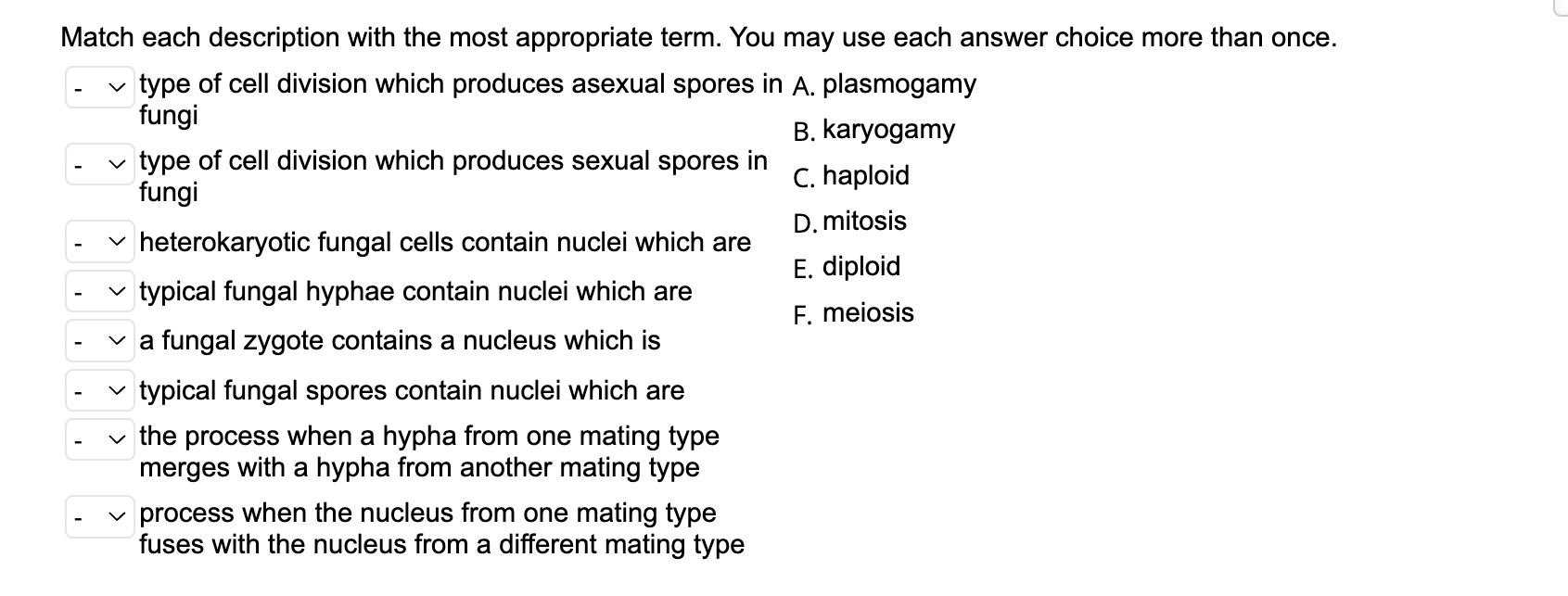 Solved Match each description with the most appropriate | Chegg.com