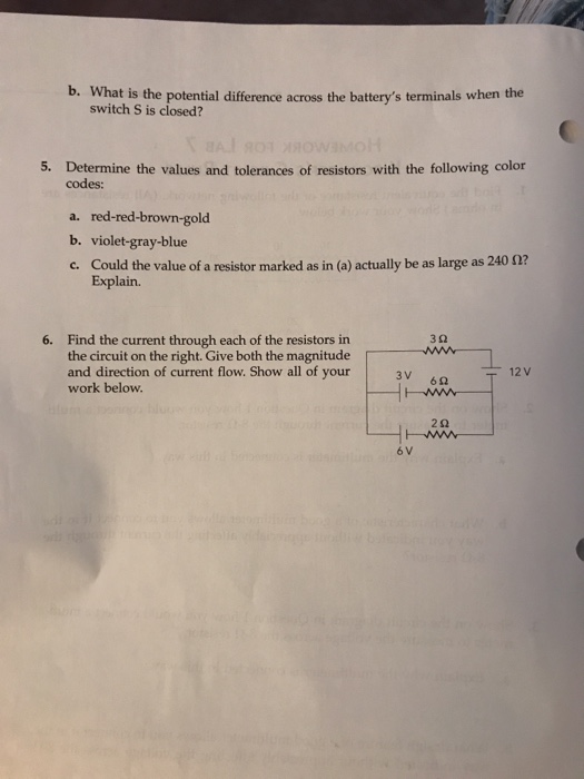 Solved b. What is the potential difference across the | Chegg.com