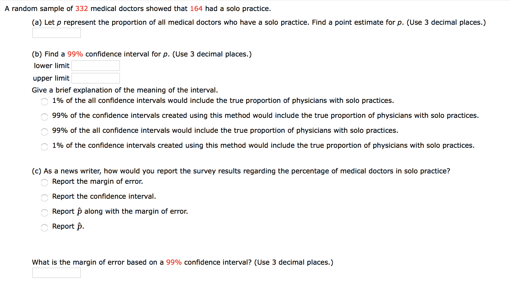 Random. Medical Doc Solved A random sample of 332 medical doctors showed that | Chegg.com