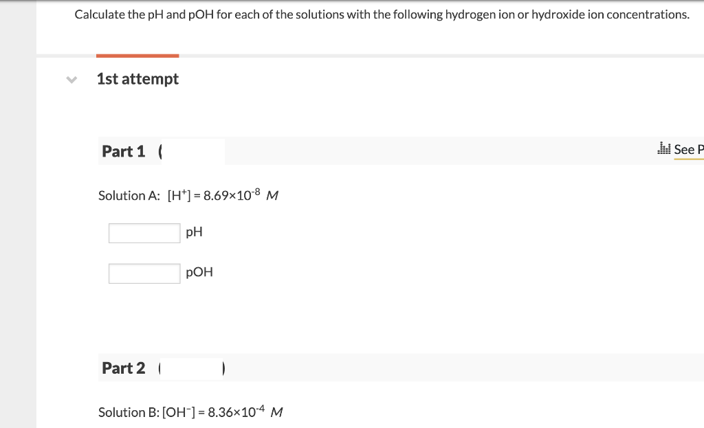 Solved Calculate The PH And POH For Each Of The Solutions | Chegg.com