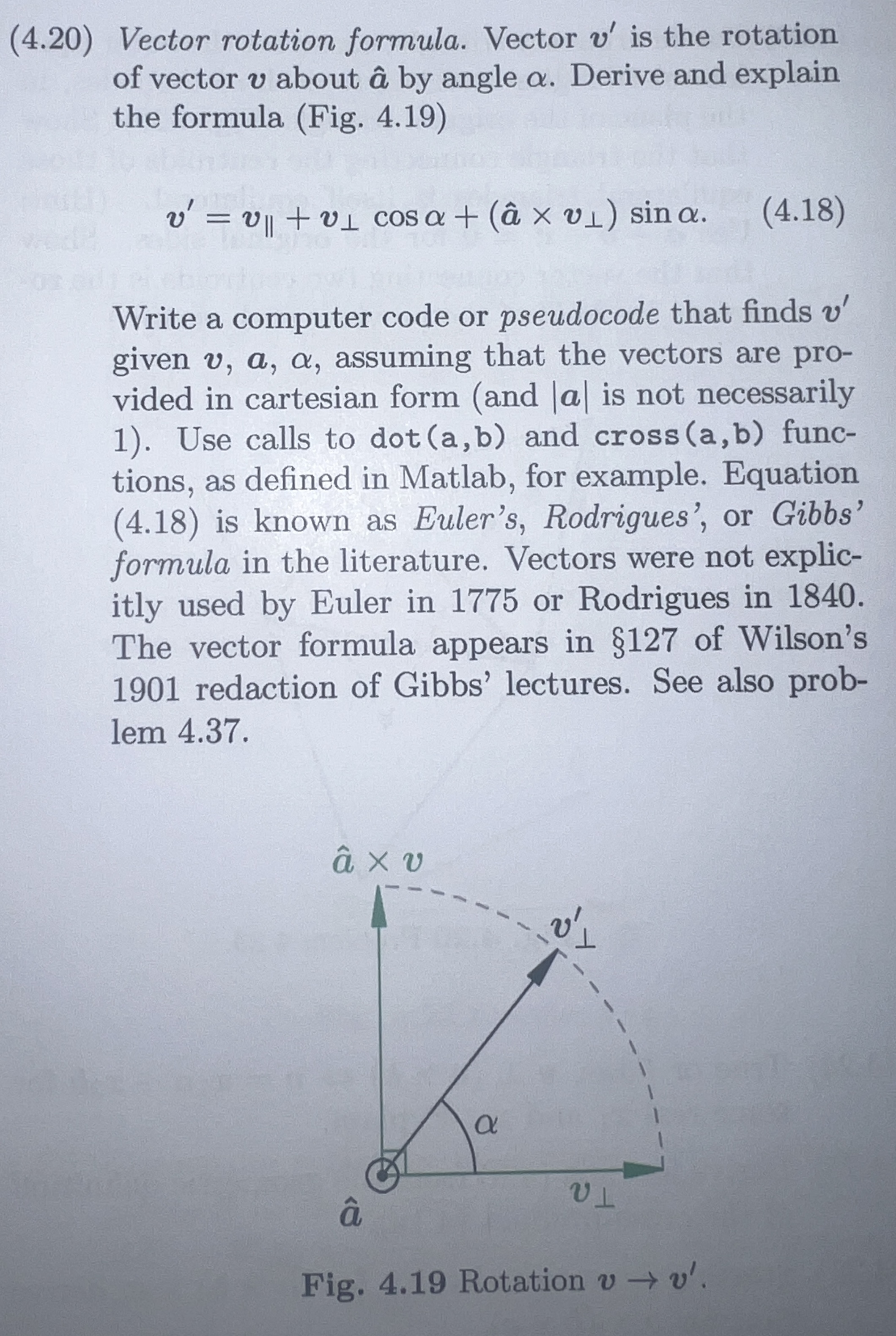 Solved (4.20) ﻿Vector rotation formula. Vector v' is ﻿the | Chegg.com