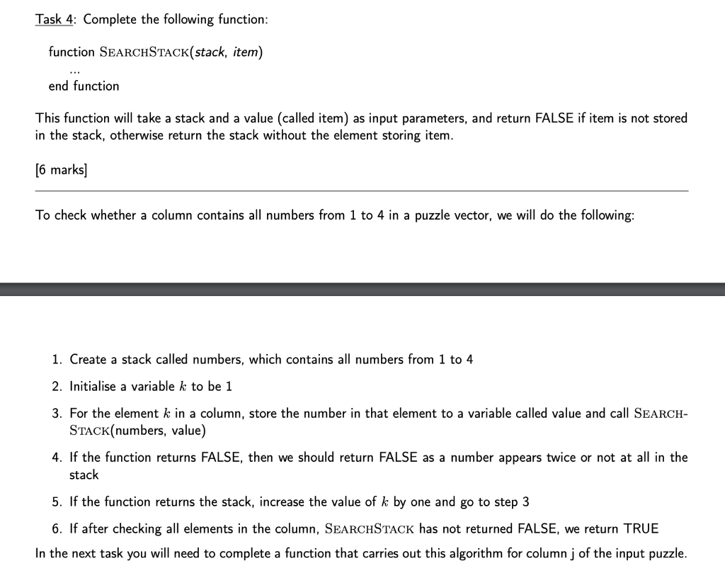 Solved Task 4: Complete The Following Function: Function | Chegg.com