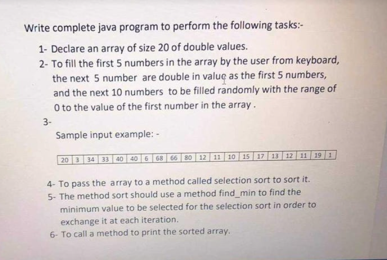 Solved Write complete java program to perform the following | Chegg.com