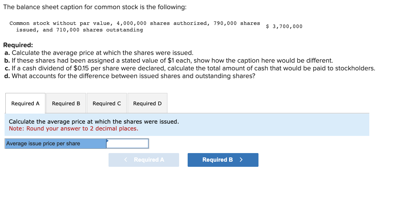 Solved The balance sheet caption for common stock is the | Chegg.com