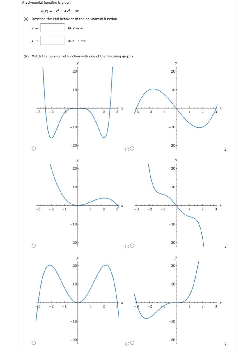 Solved A polynomial function is given. R(x)=-x^(5)+4x^(3)-9x | Chegg.com