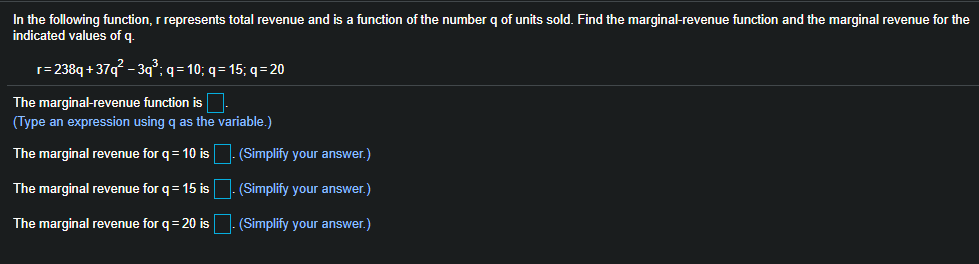 Solved In the following function, r represents total revenue | Chegg.com