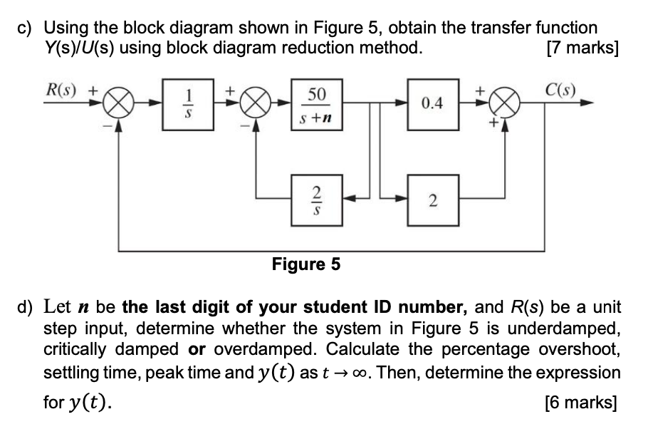 Solved c) Using the block diagram shown in Figure 5, obtain | Chegg.com