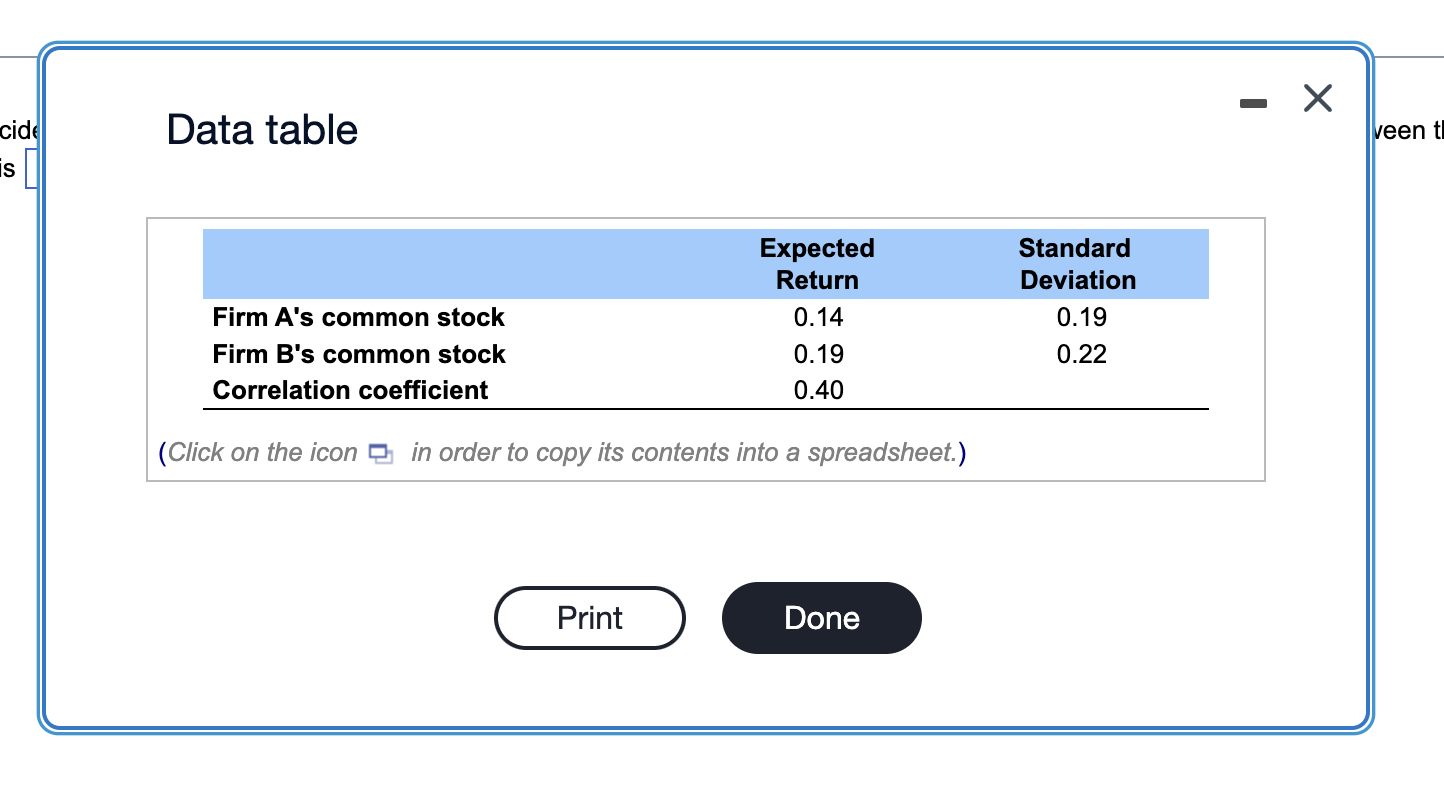 Solved (Computing the standard deviation for a portfolio of | Chegg.com